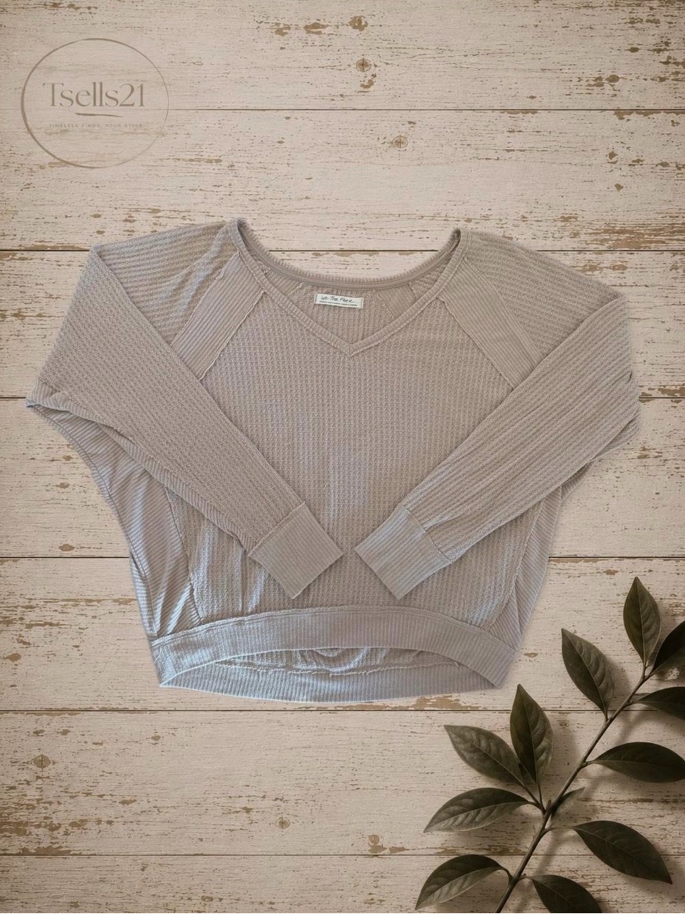 Free People Tan Santa Clara Thermal Top - Size M